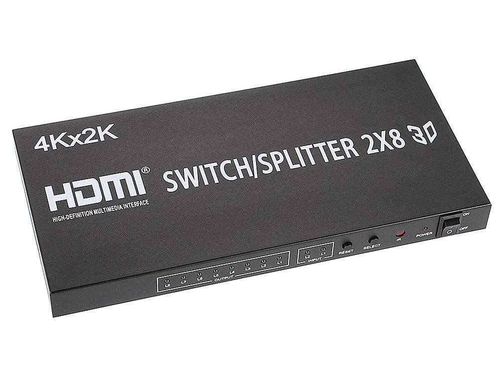 BOXNUBE HDMI 2x8 Matrix Switch Splitter Converter Switcher with Remote Control 2 in 8 Out 3D 1080p BOXNUBE HDMI 2x8 Matrix Switch Splitter Converter Switcher with Remote Control 2 in 8 Out 3D 1080p